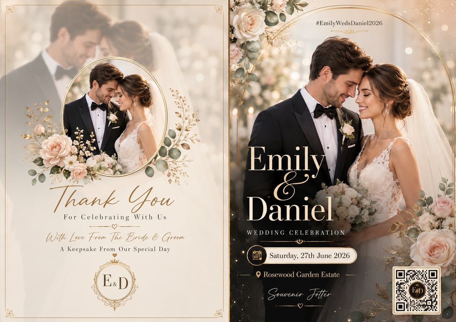 Wedding souvenir jotter card design