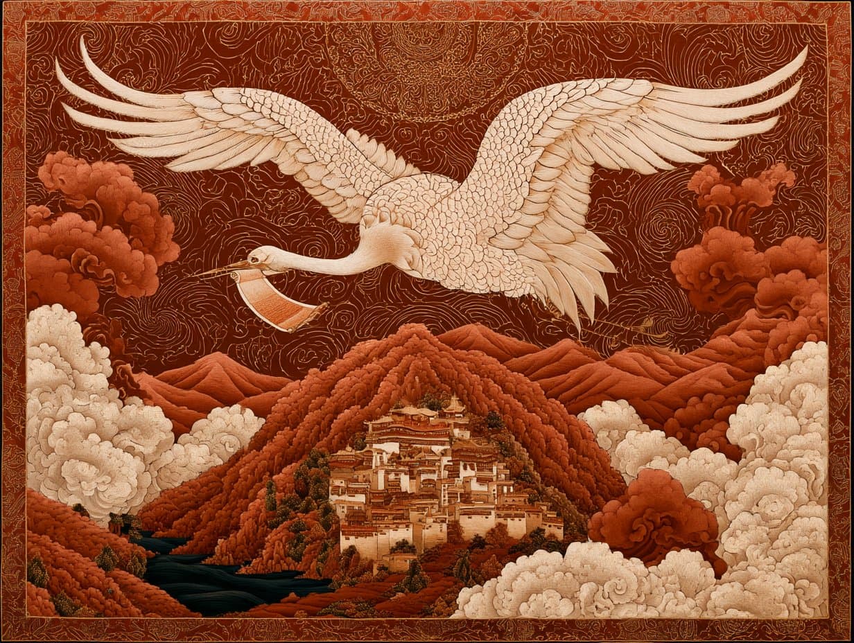 Tibetan Thangka with Sacred Geometry