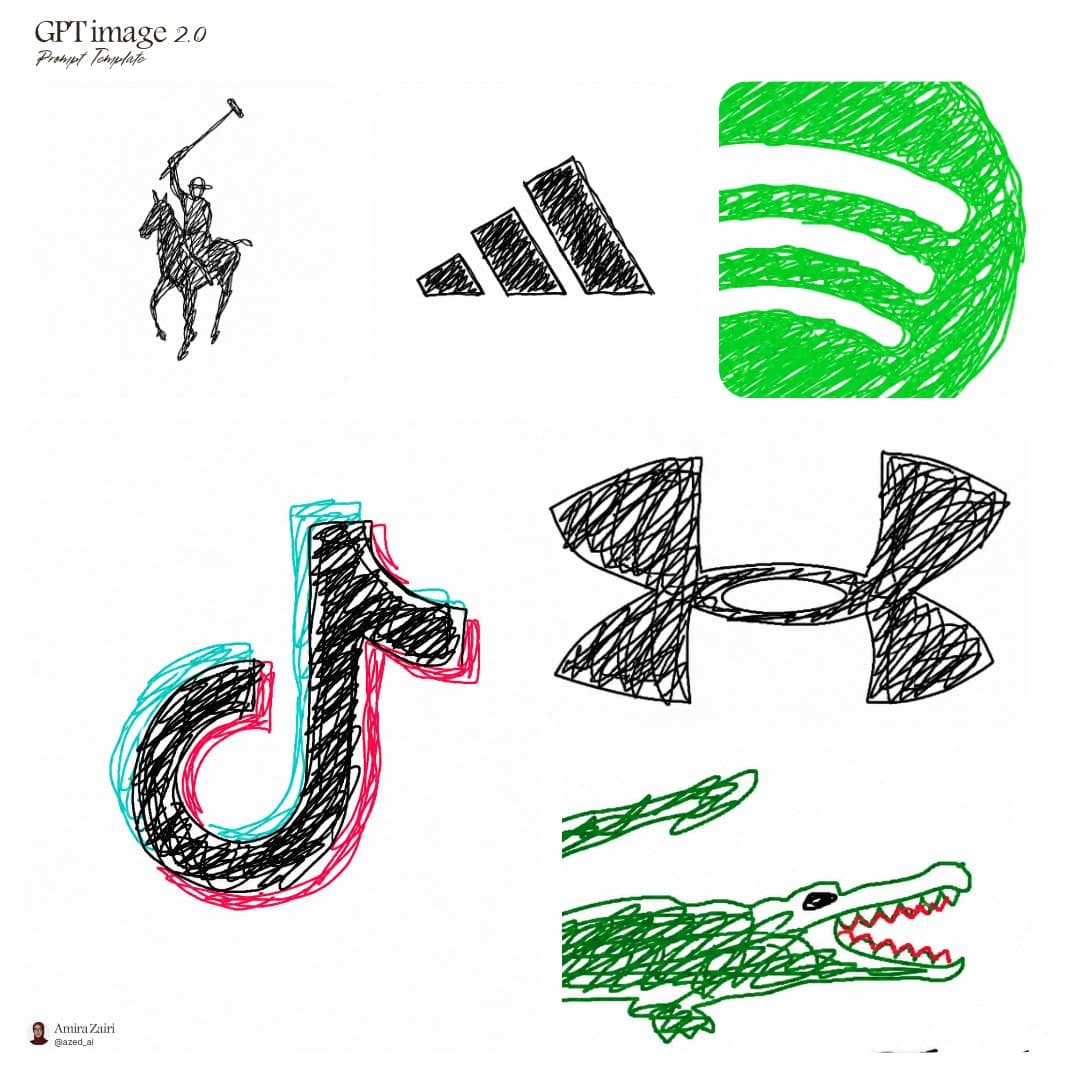 hand drawn logo style for ai prompts