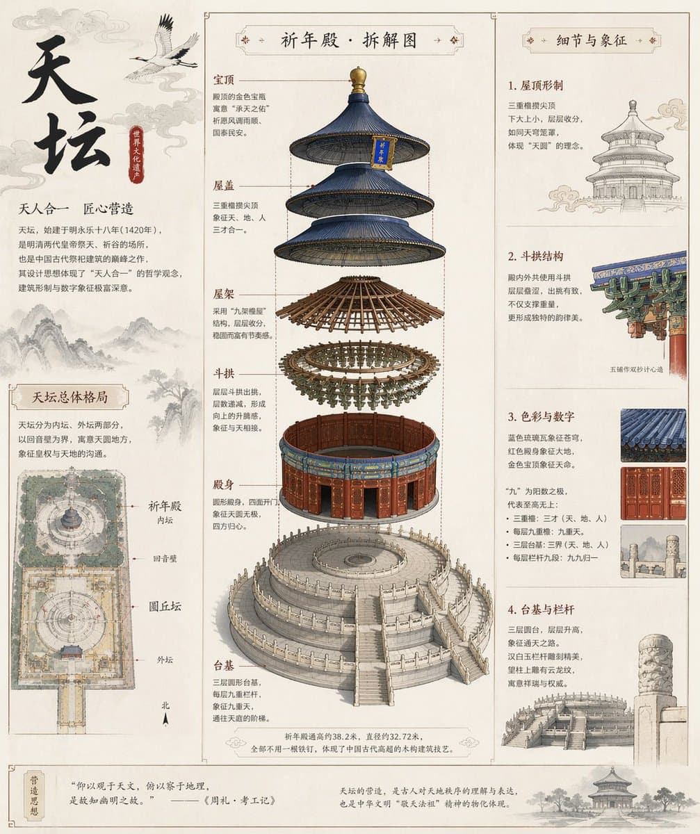 Temple of Heaven Ancient Architecture Exploded View Diagram