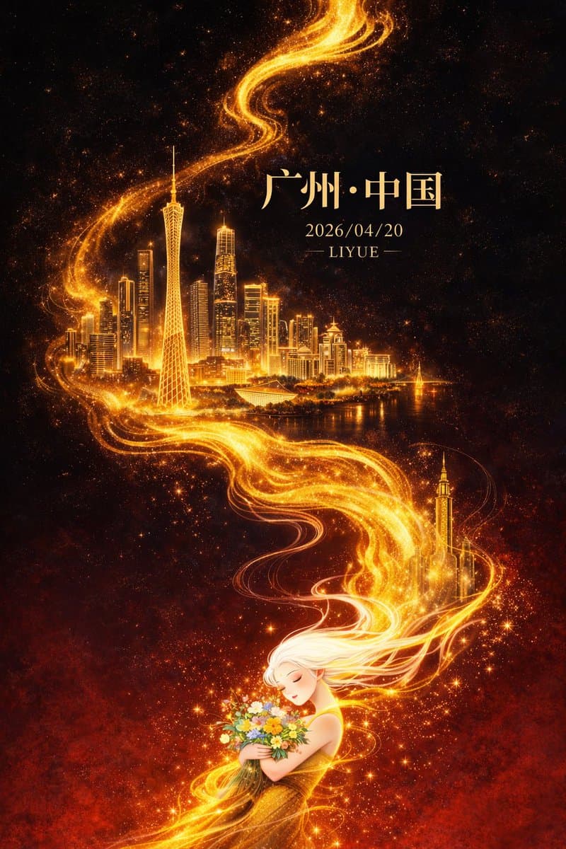 Gilded Canton Tower Oriental Fantasy Poster