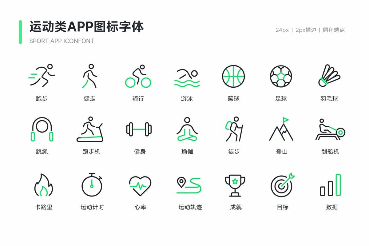 Sports Fitness Icon Font Design