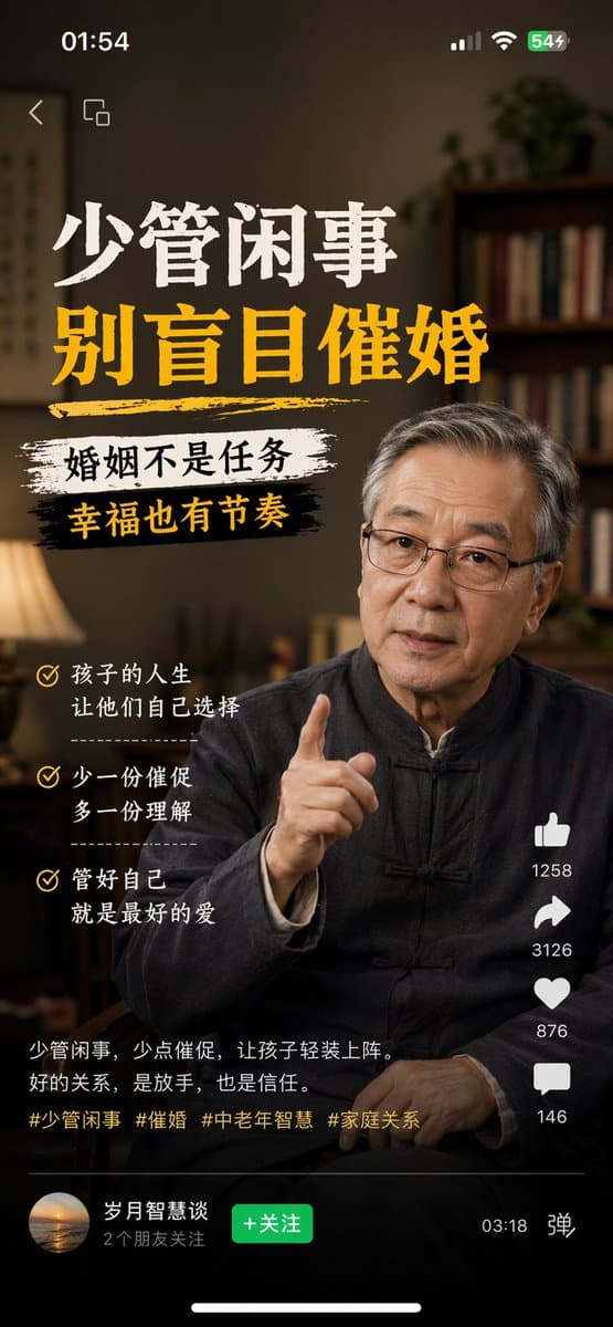 Refuse Blind Urging of Marriage: A Heartwarming WeChat Channels Video Screenshot