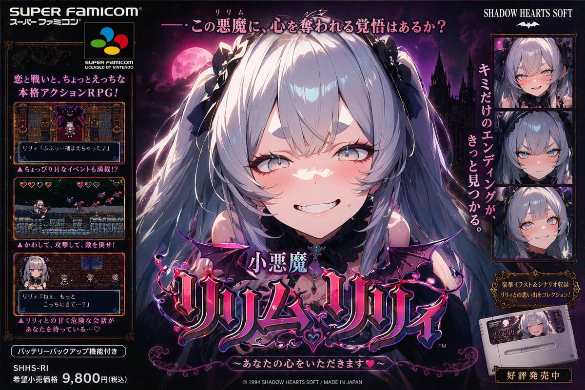 Little Devil Lilim Lily-chan Super Famicom Game Poster