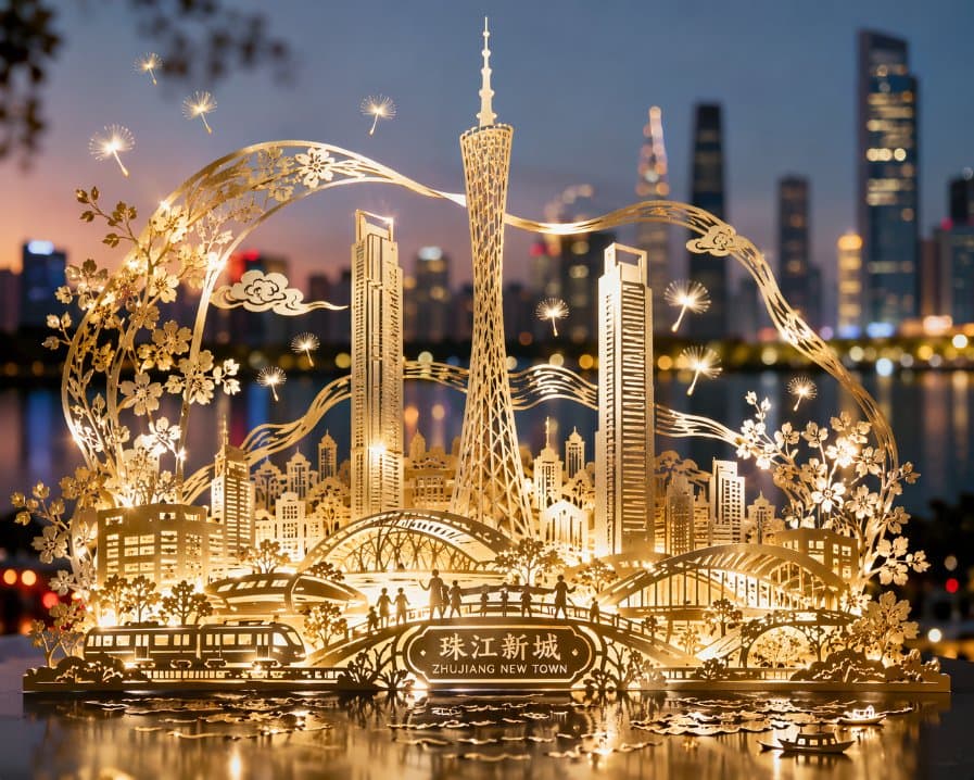 Paper-cut Night Glow of Zhujiang New Town