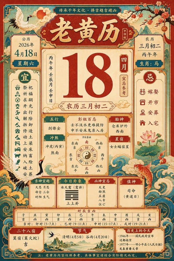 Retro Traditional Old Almanac April 18, 2026