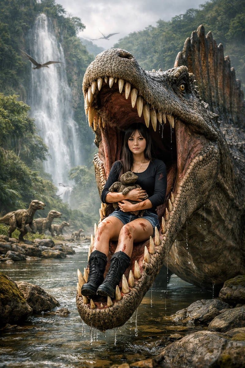 The Cool Girl in the Spinosaurus's Jaws and Prehistoric Wonders