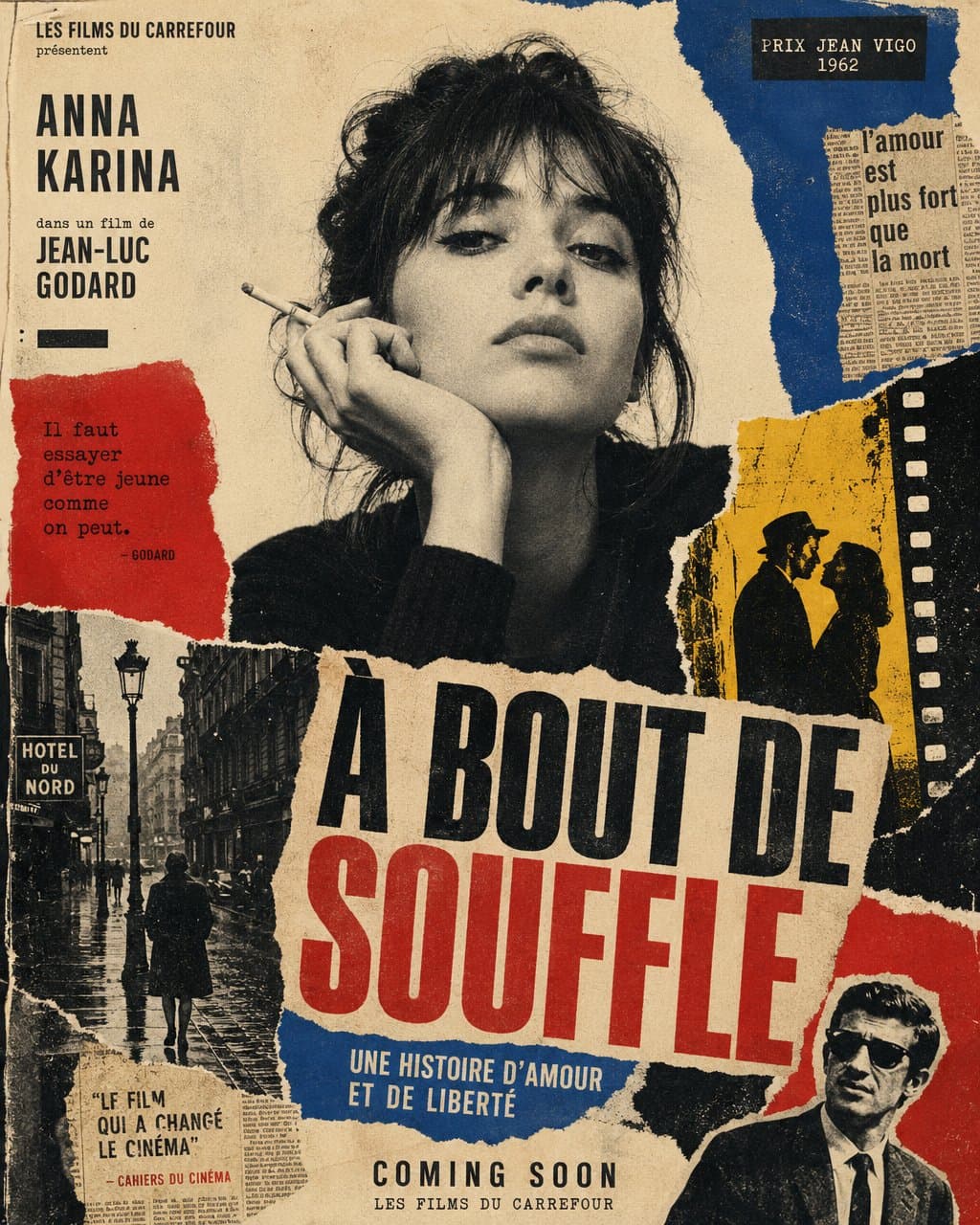 French New Wave Ripped Paper Film Poster