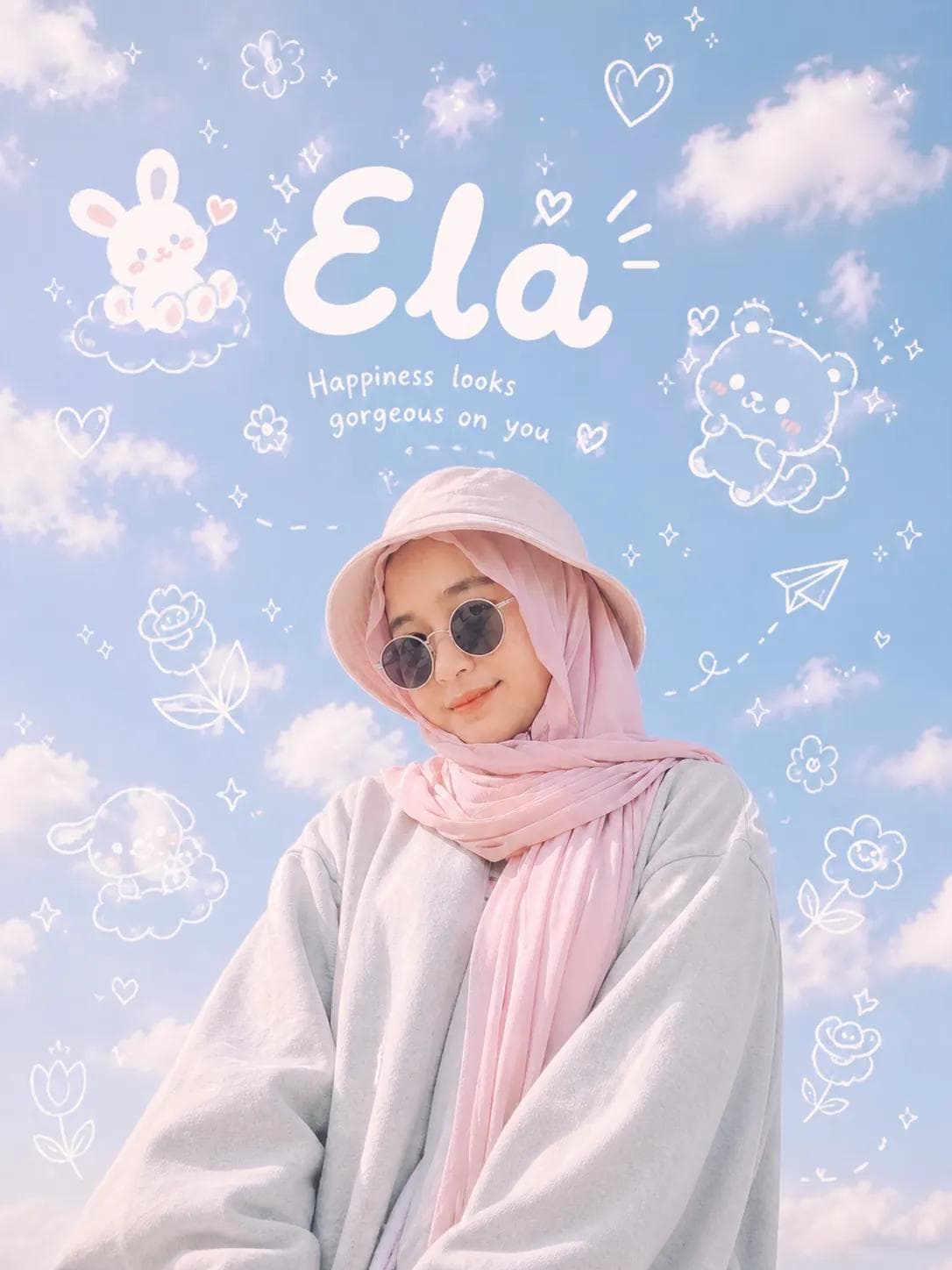 dreamy kawaii doodle aesthetic portrait