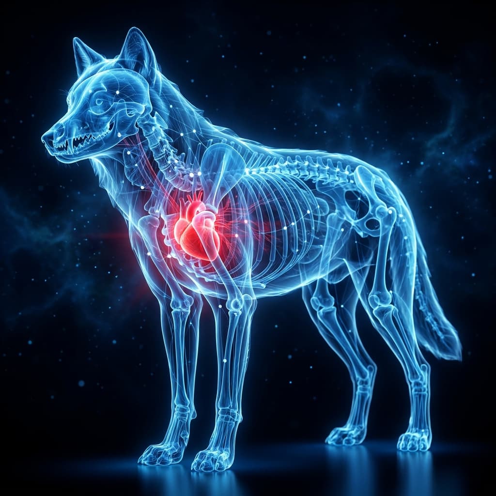 Glowing blue anatomical line art style