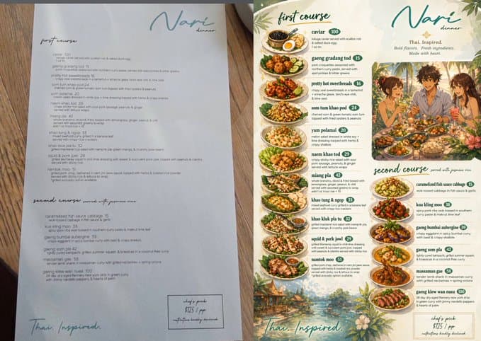 Chinese menu food photo realism