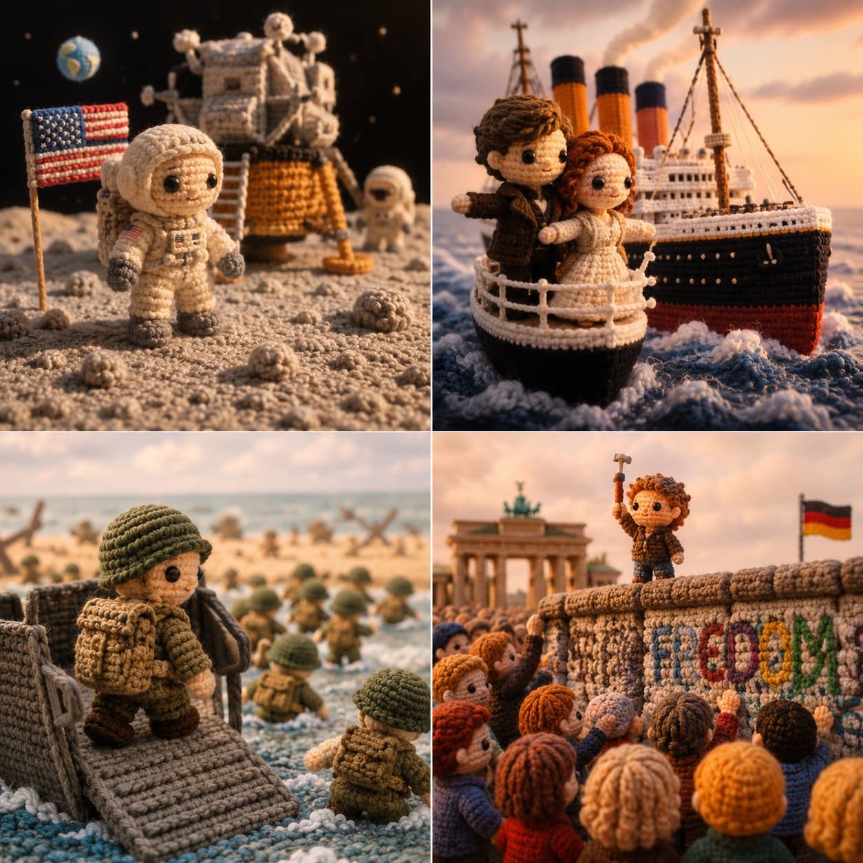 Amigurumi plushie historical events grid