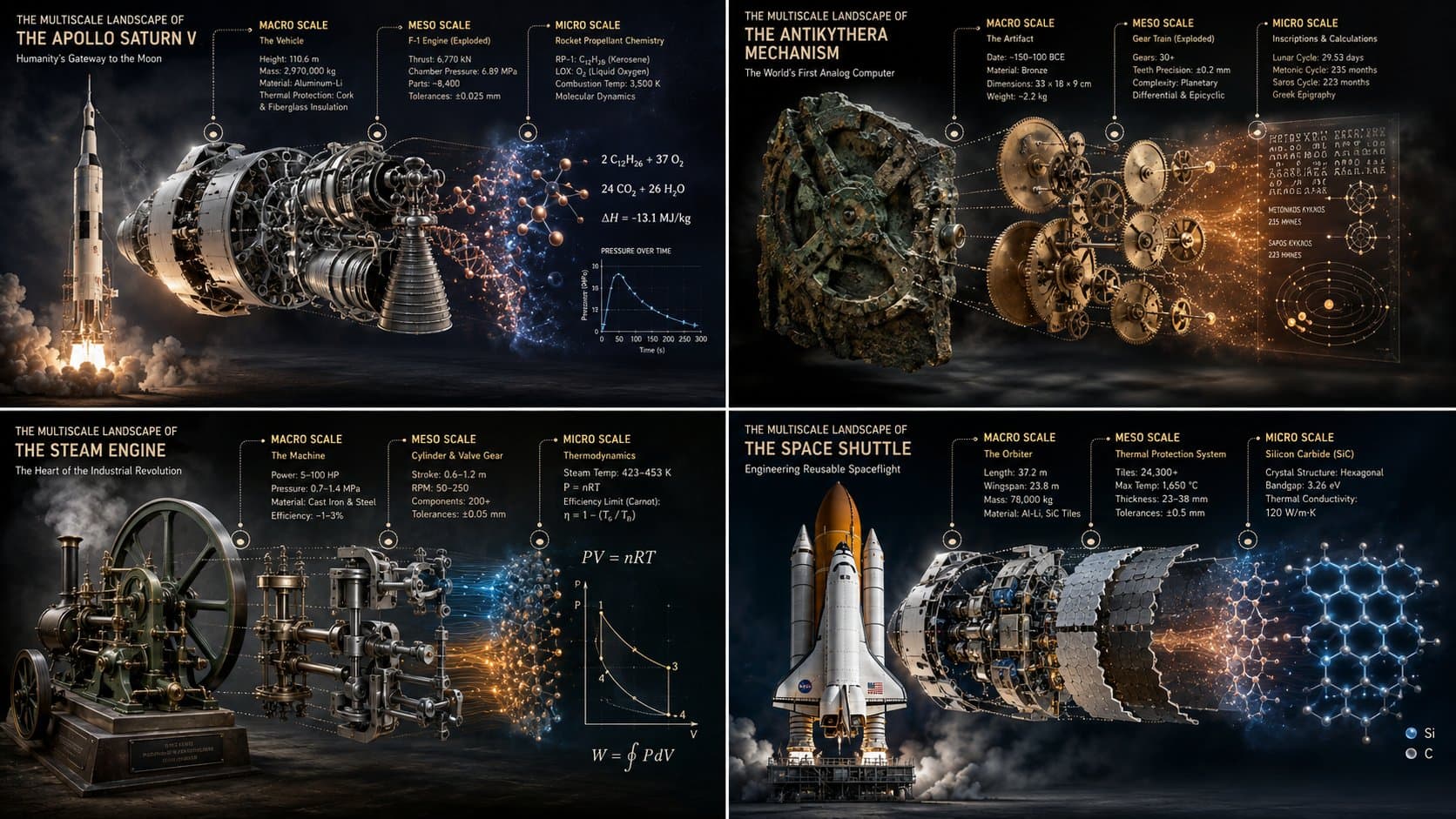 Hyper-realistic exploded view of complex machines