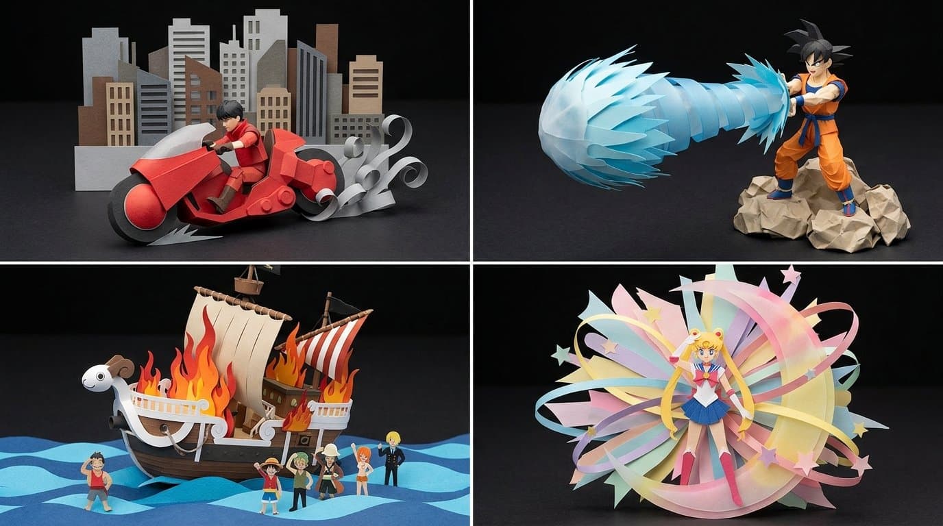 Origami Paper Manga Scene Diorama