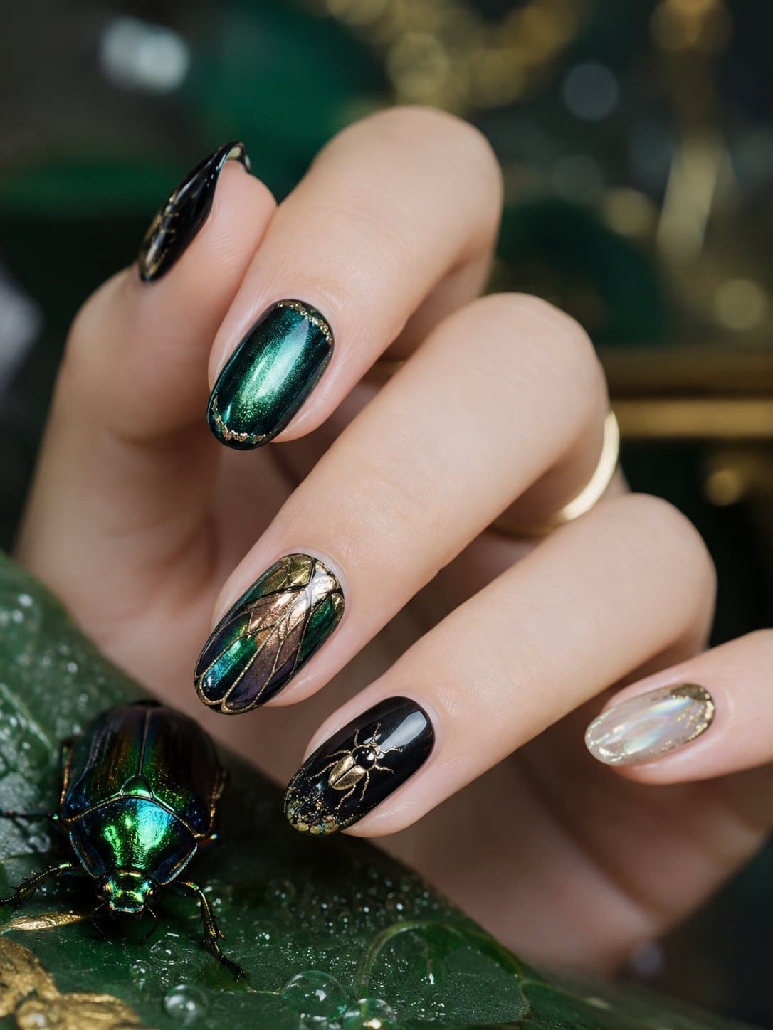 water-inspired jellyfish nail art close-up