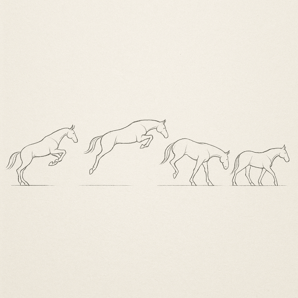 Jumping Horse Four Frame Animation Sequence