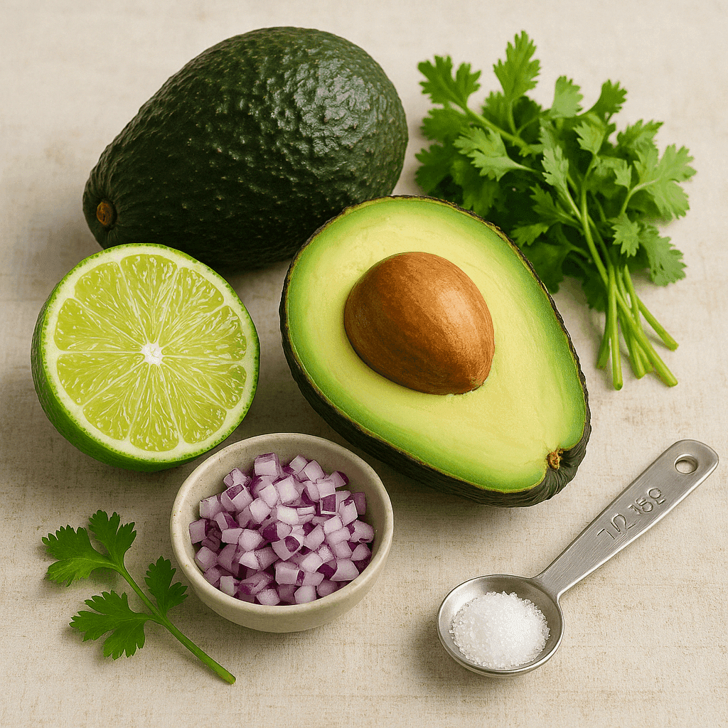 Fresh Homemade Guacamole Ingredients Arrangement