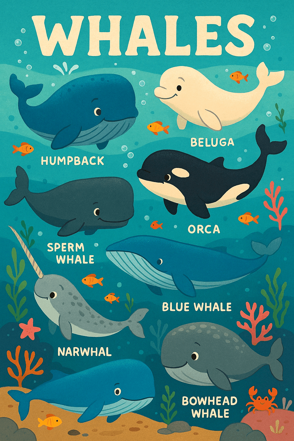 Whale Species Under the Sea Poster