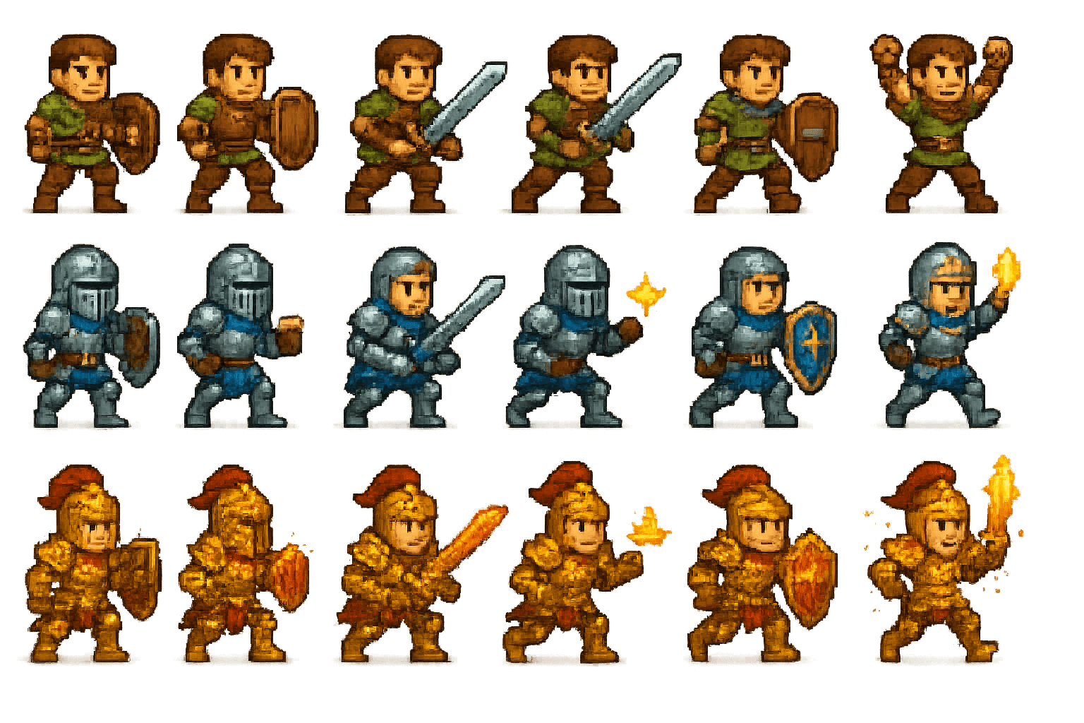 Fantasy Warrior Three Gear Progression