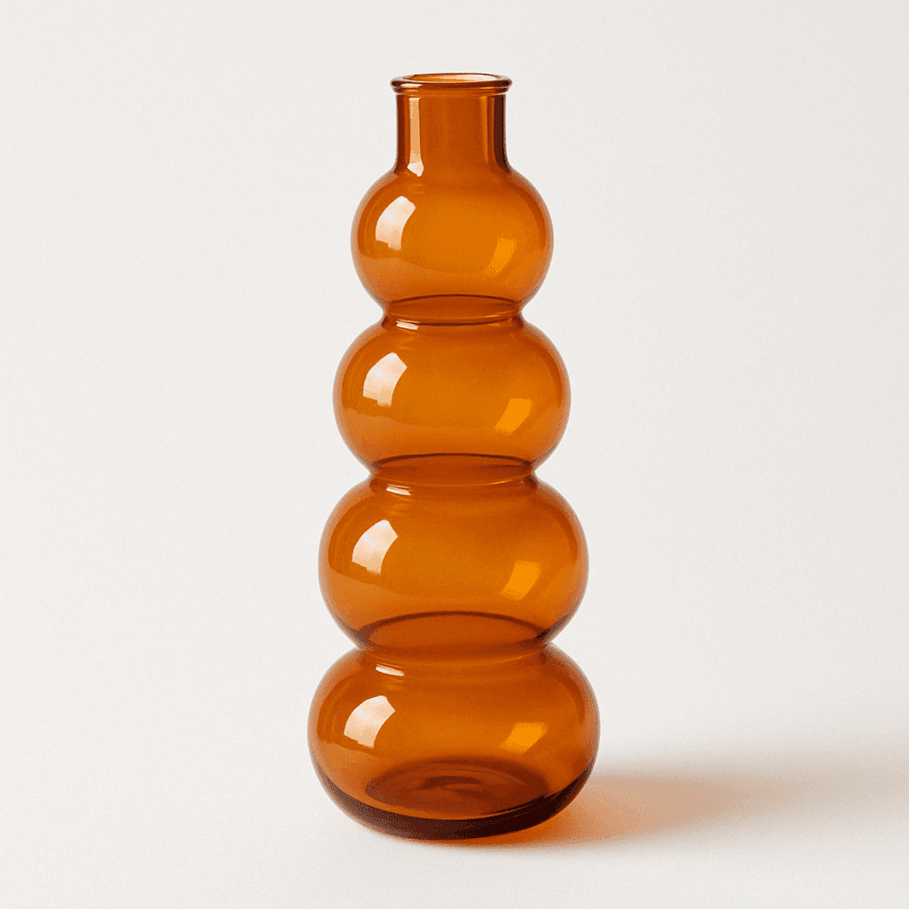Amber Glass Spherical Vase with Narrow Opening