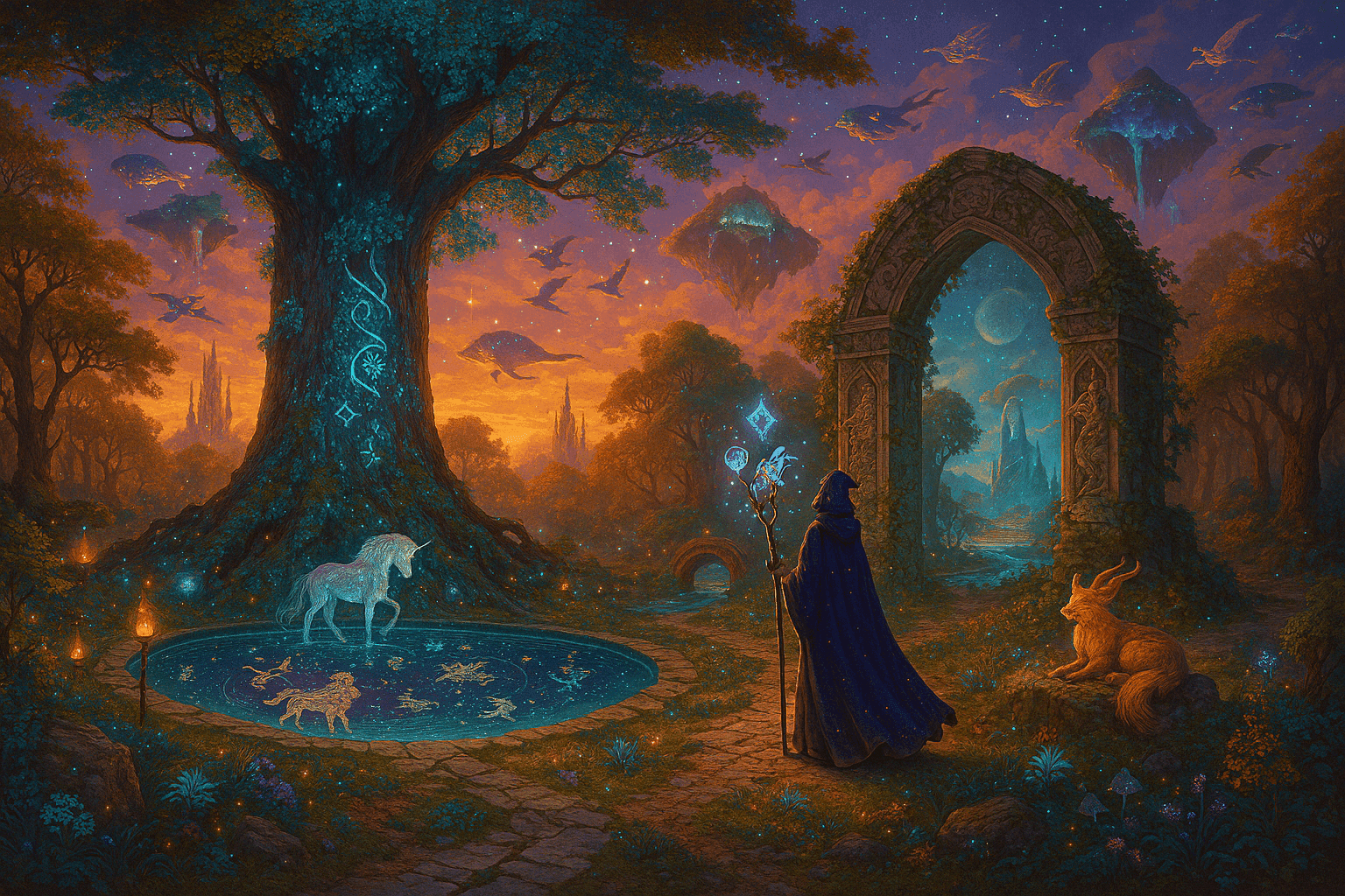 Twilight Enchanted Ancient Forest Dreamscape