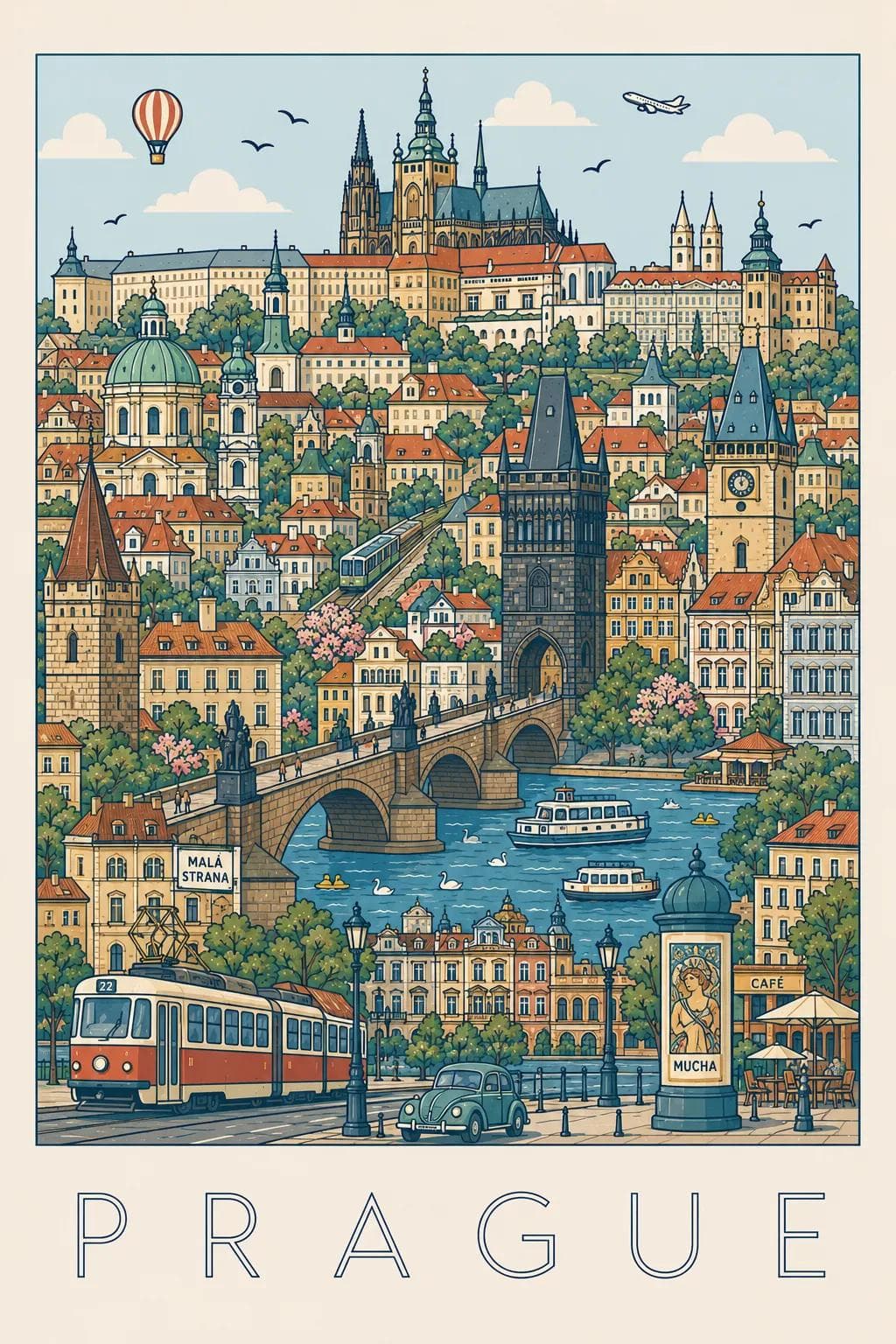 Dense Miniature Toy-City Travel Poster