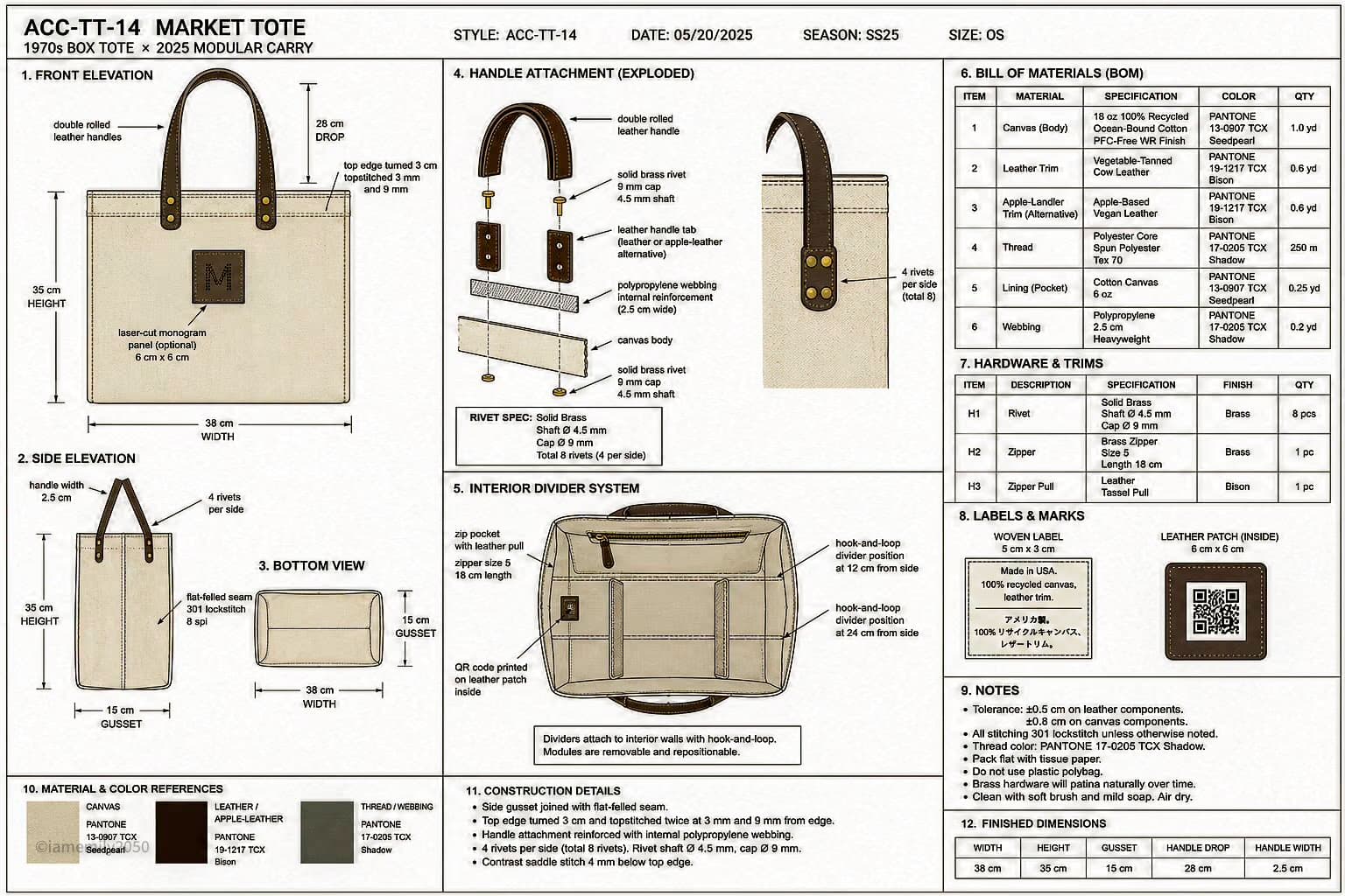 Factory tech pack line art tote