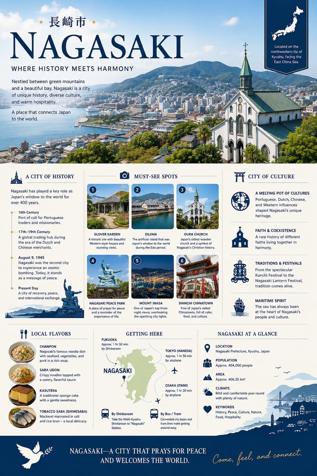 Nagasaki tourism infographic poster design