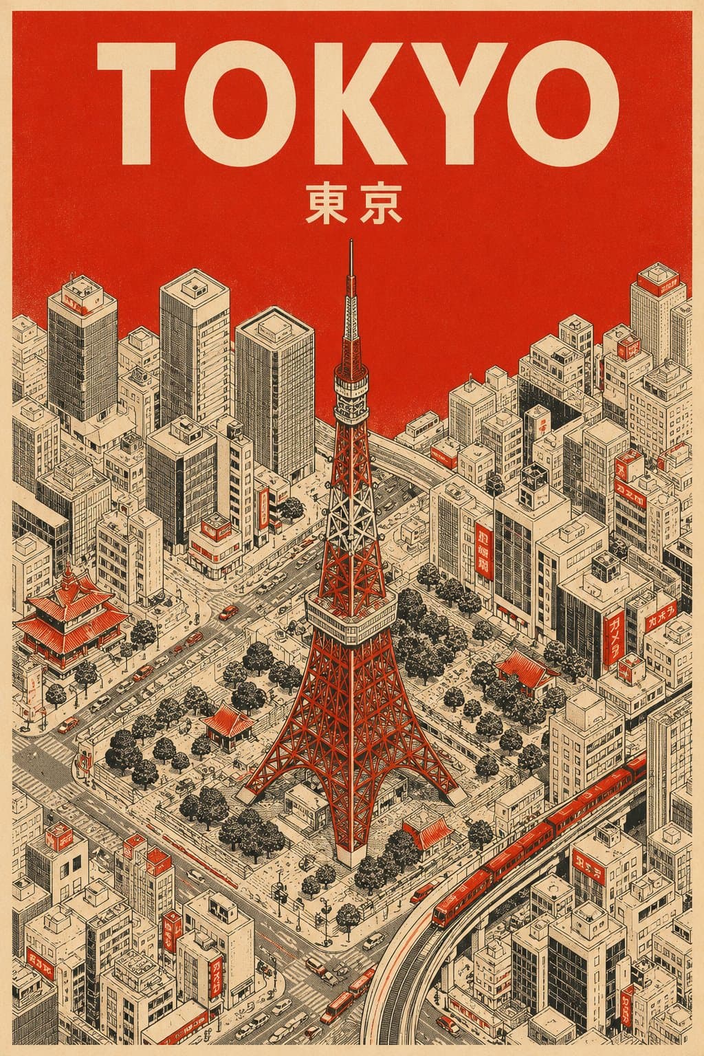 Mid-Century Travel Poster City Landmark