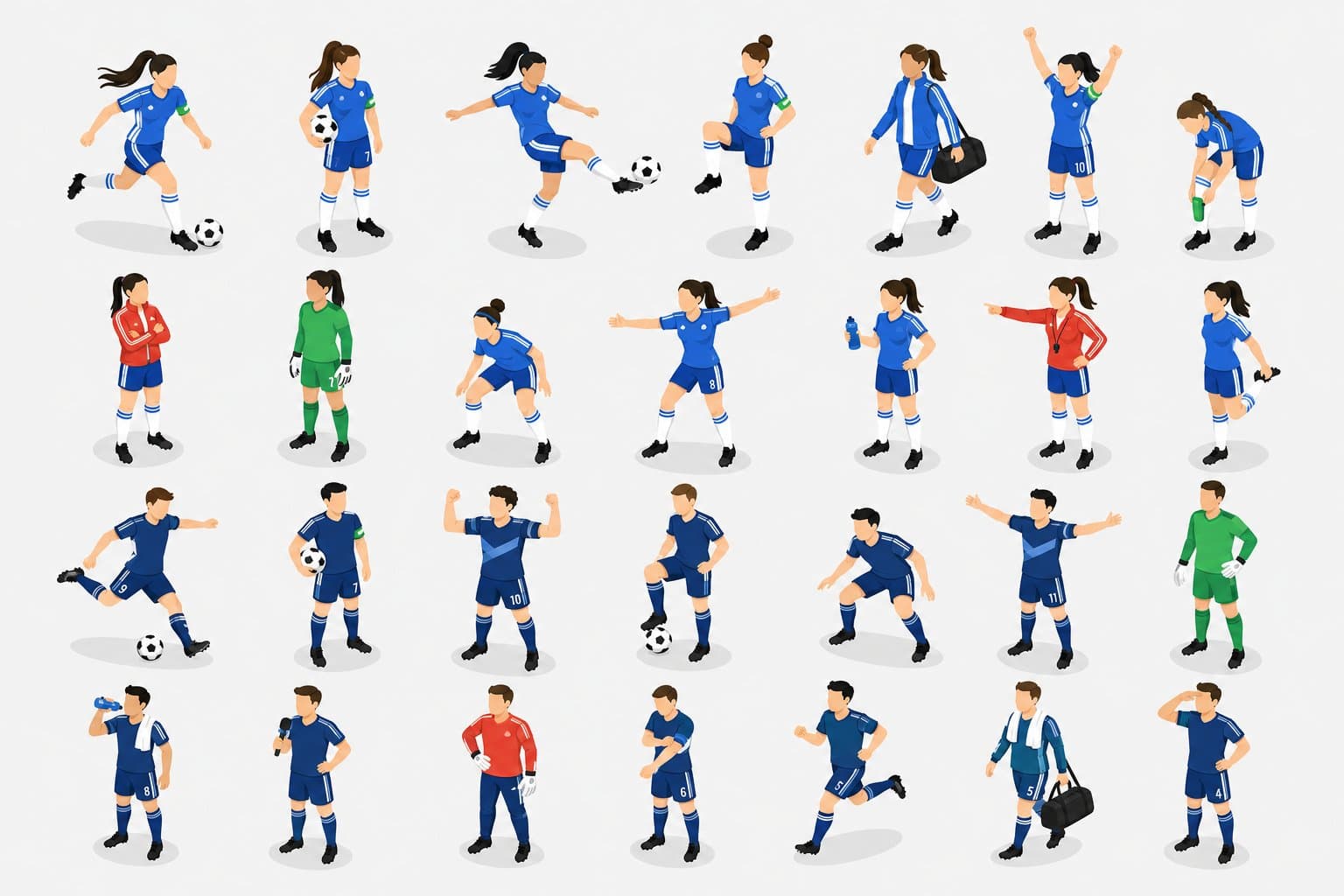 Isometric Football Player Pose Sheet