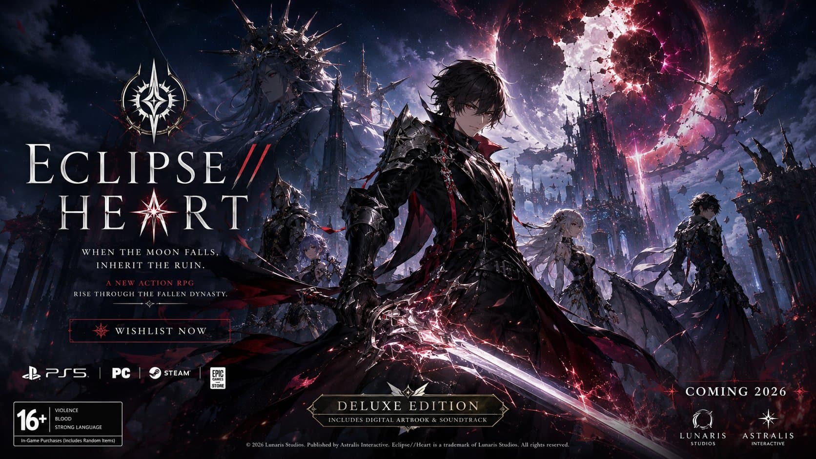 Futuristic game launch key art with heroes