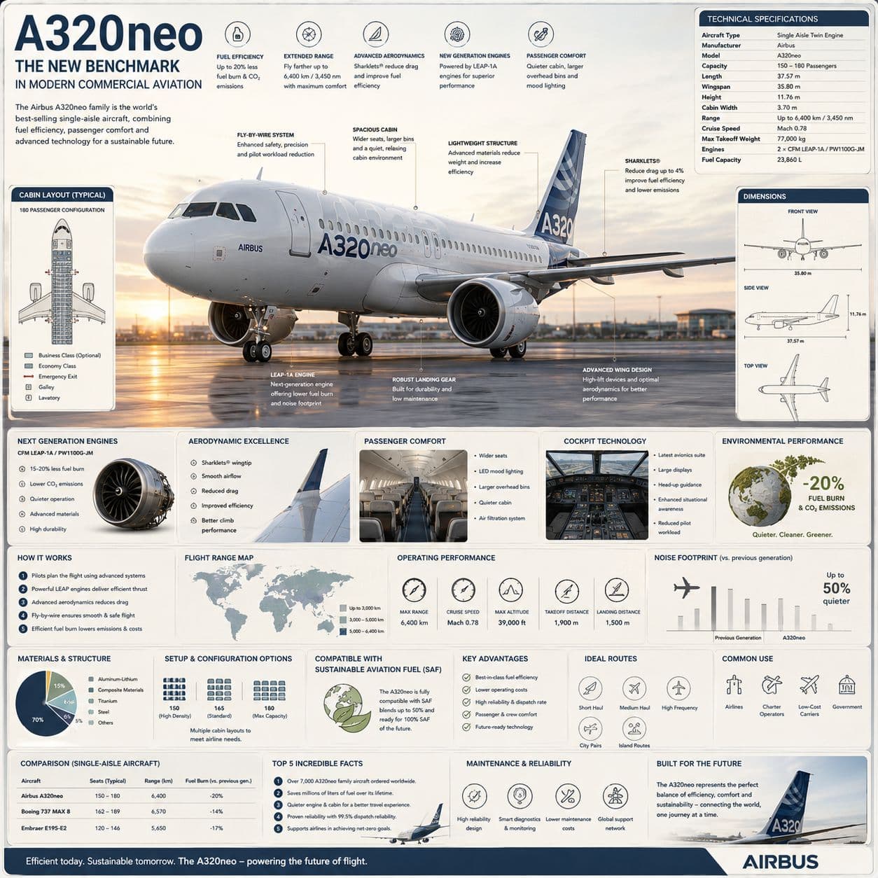 Premium aviation reference infographic with aircraft