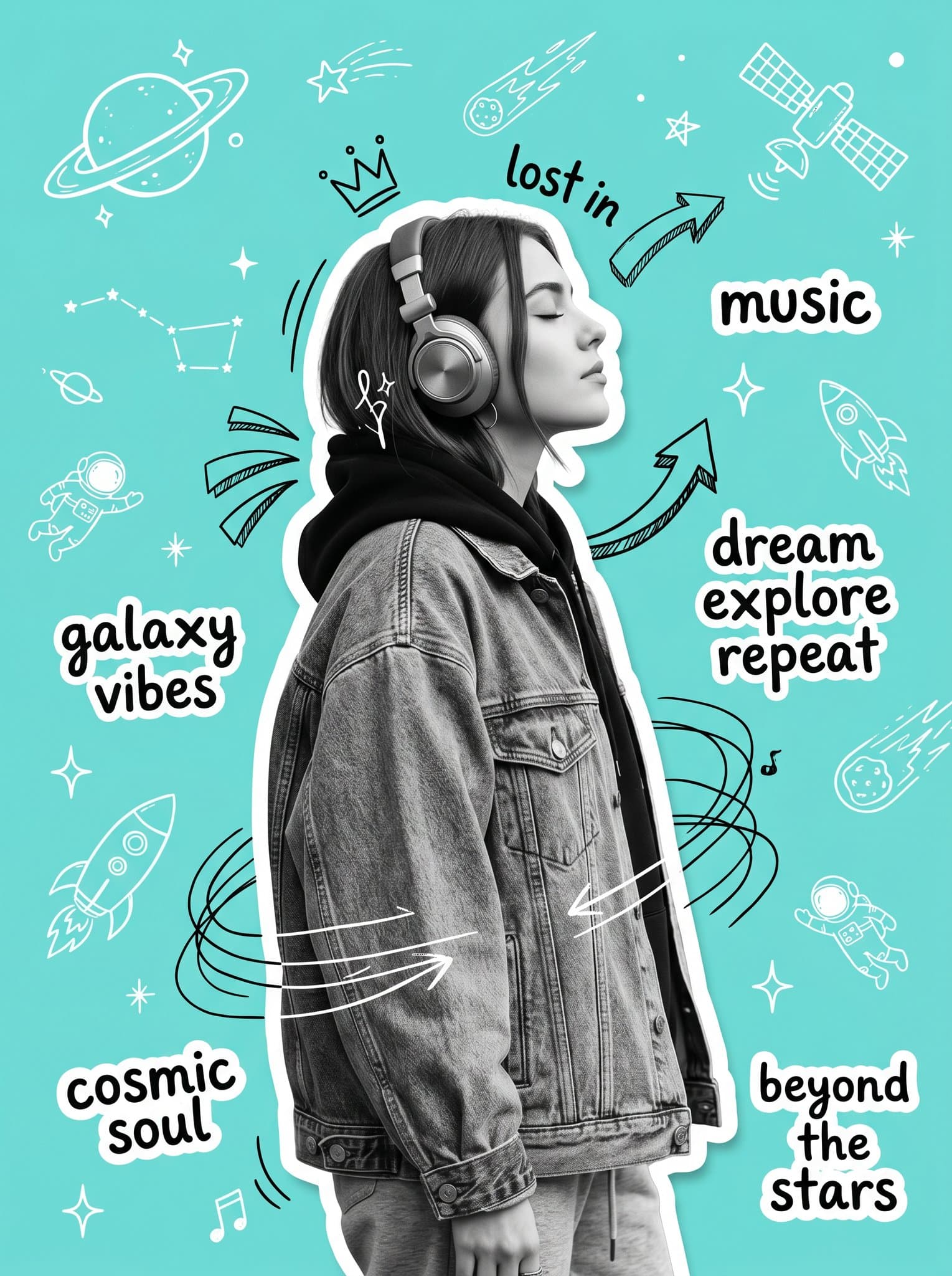 Y2K scrapbook collage poster woman