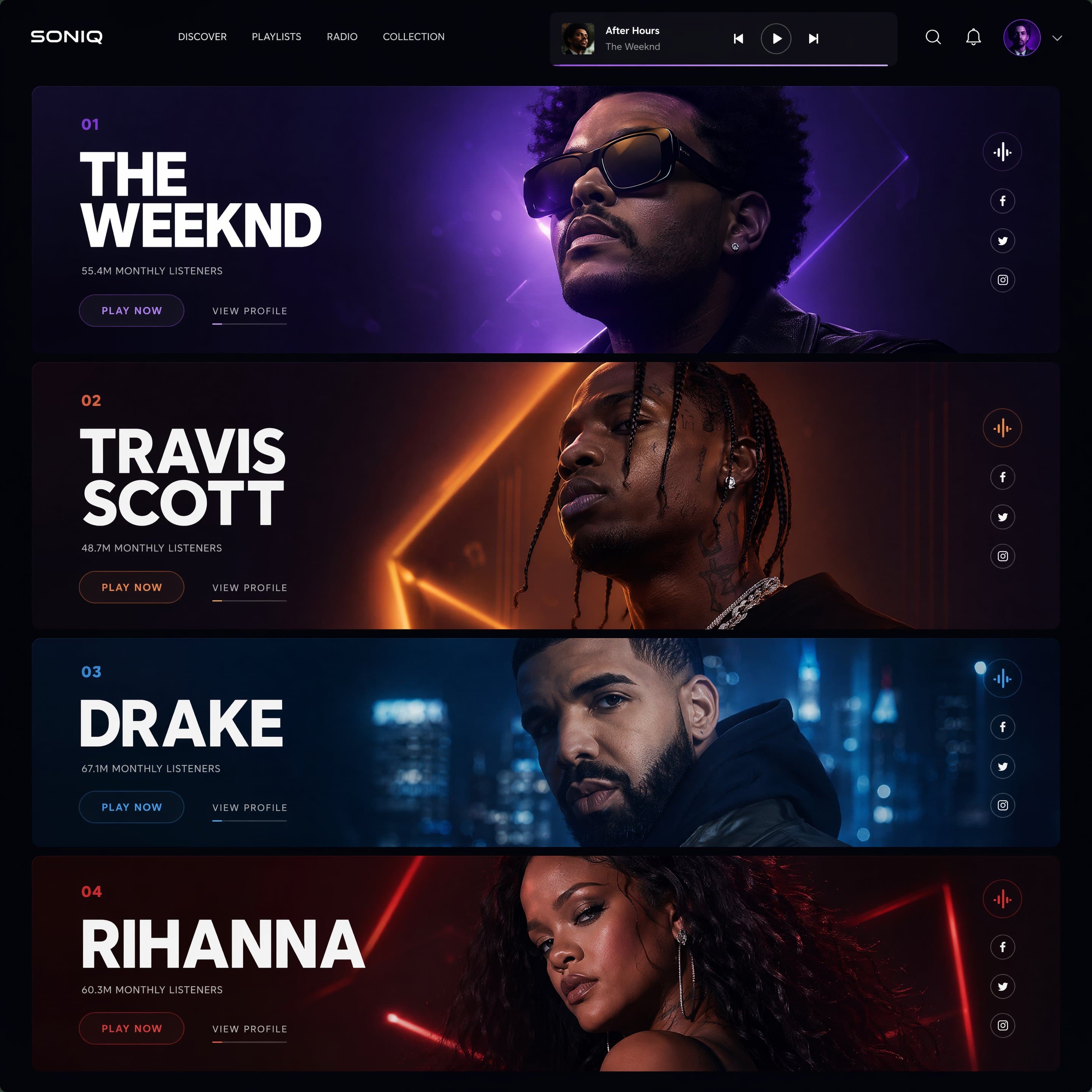 Avant-Garde Futuristic Music Streaming UI