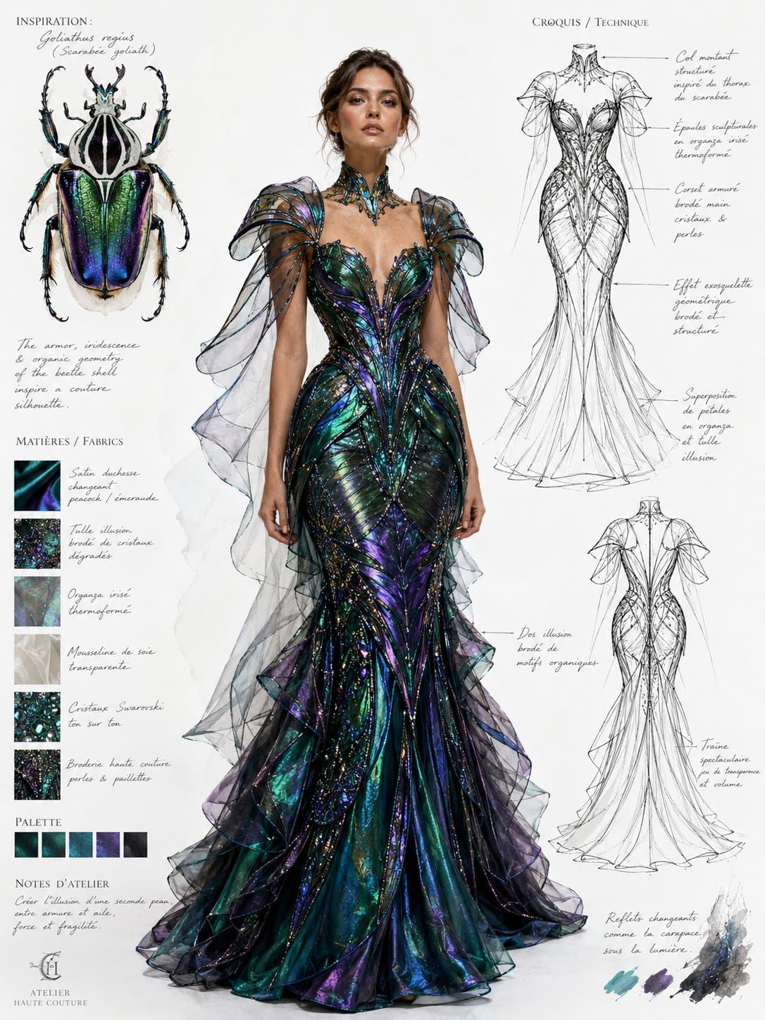Iridescent Beetle Haute Couture Fashion