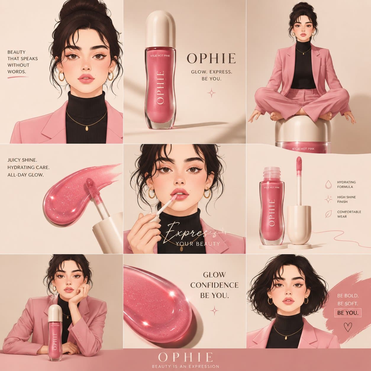 luxury beauty brand editorial collage prompt
