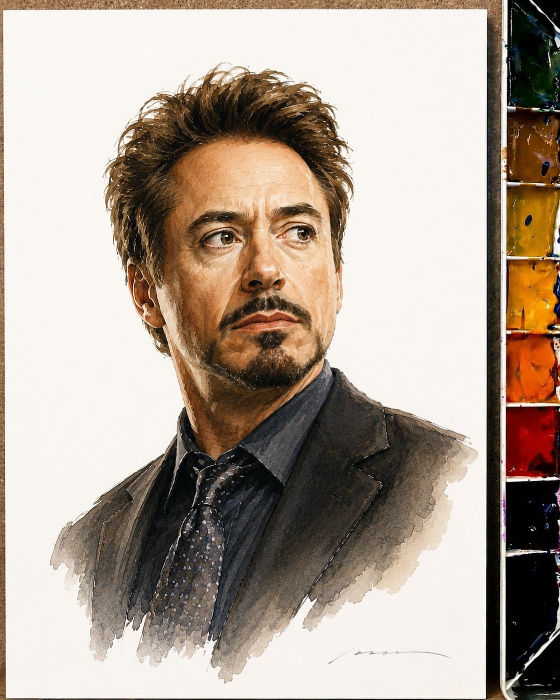 Watercolor Caricature Hollywood Faces Portrait