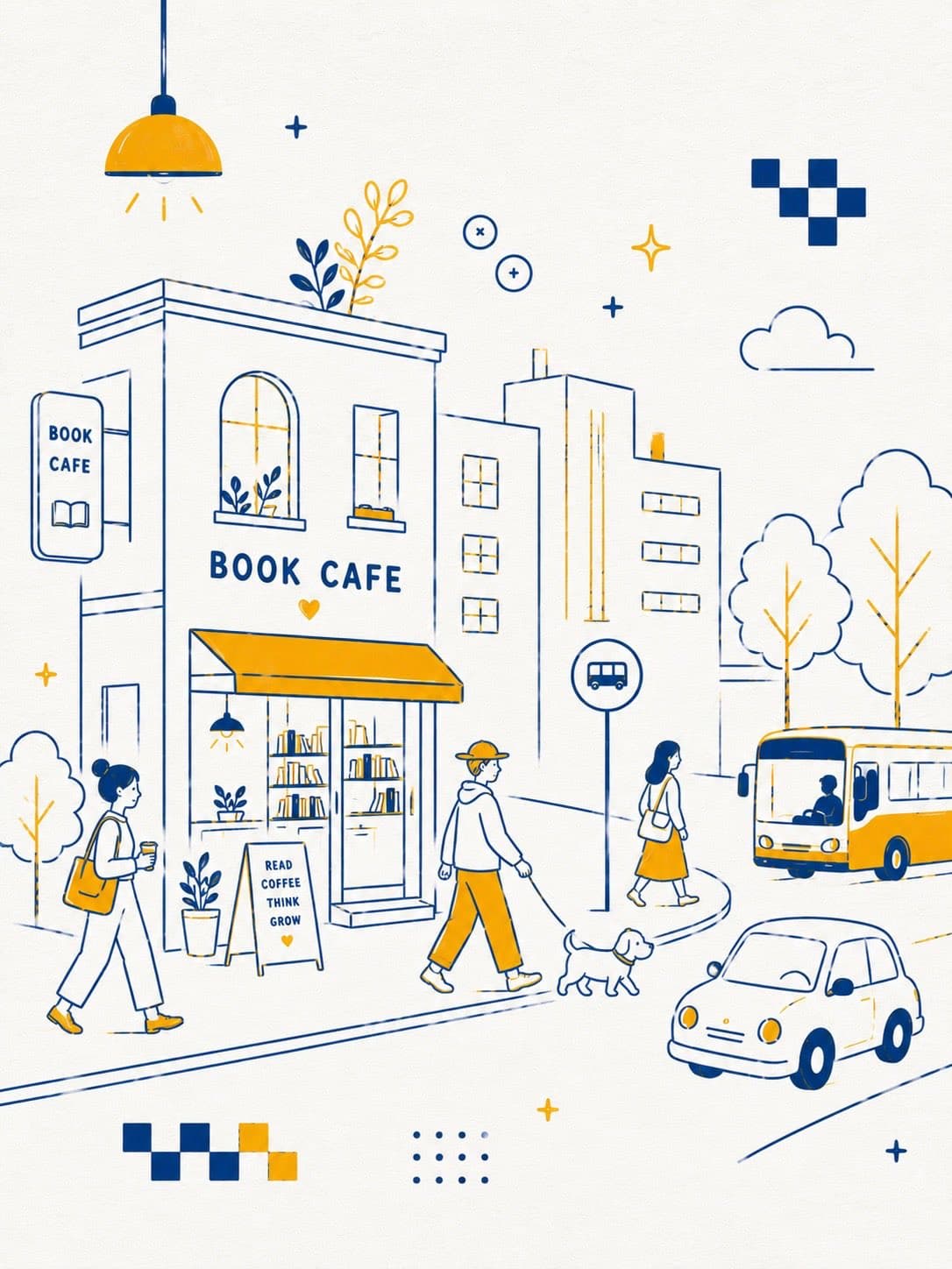 Cute Urban Book Café Street Scene