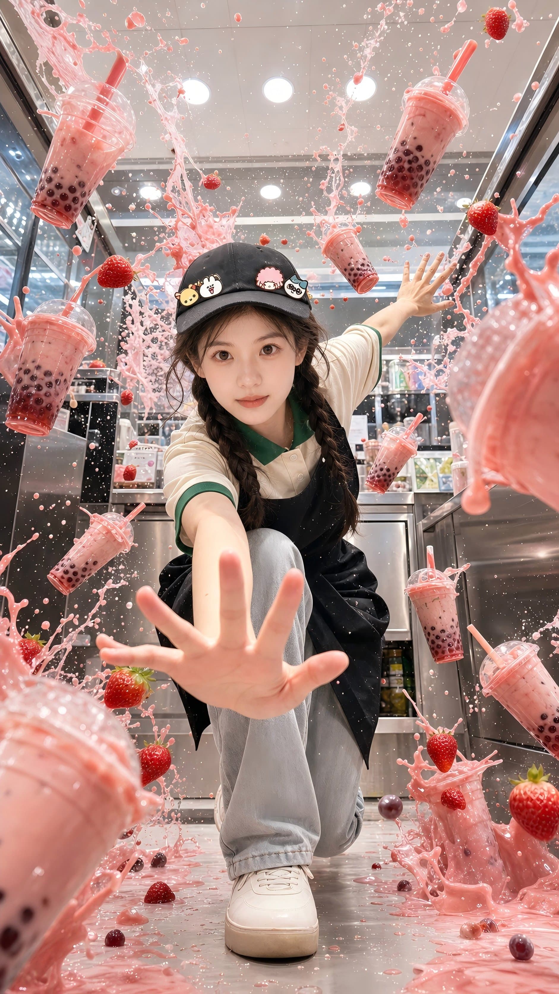 Bubble Tea Shop Action Portrait Splash