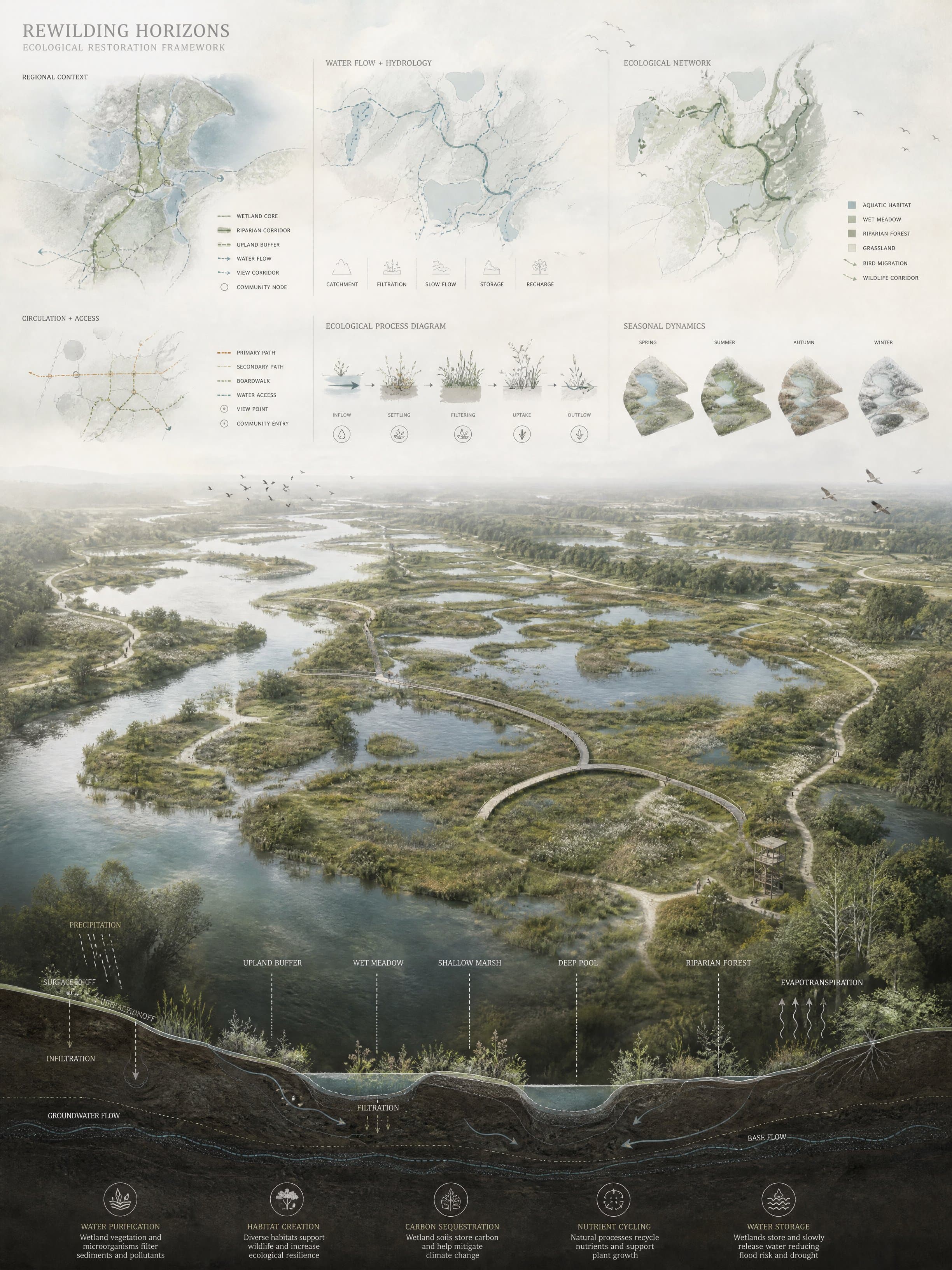 Ecological landscape architectural competition board visualization