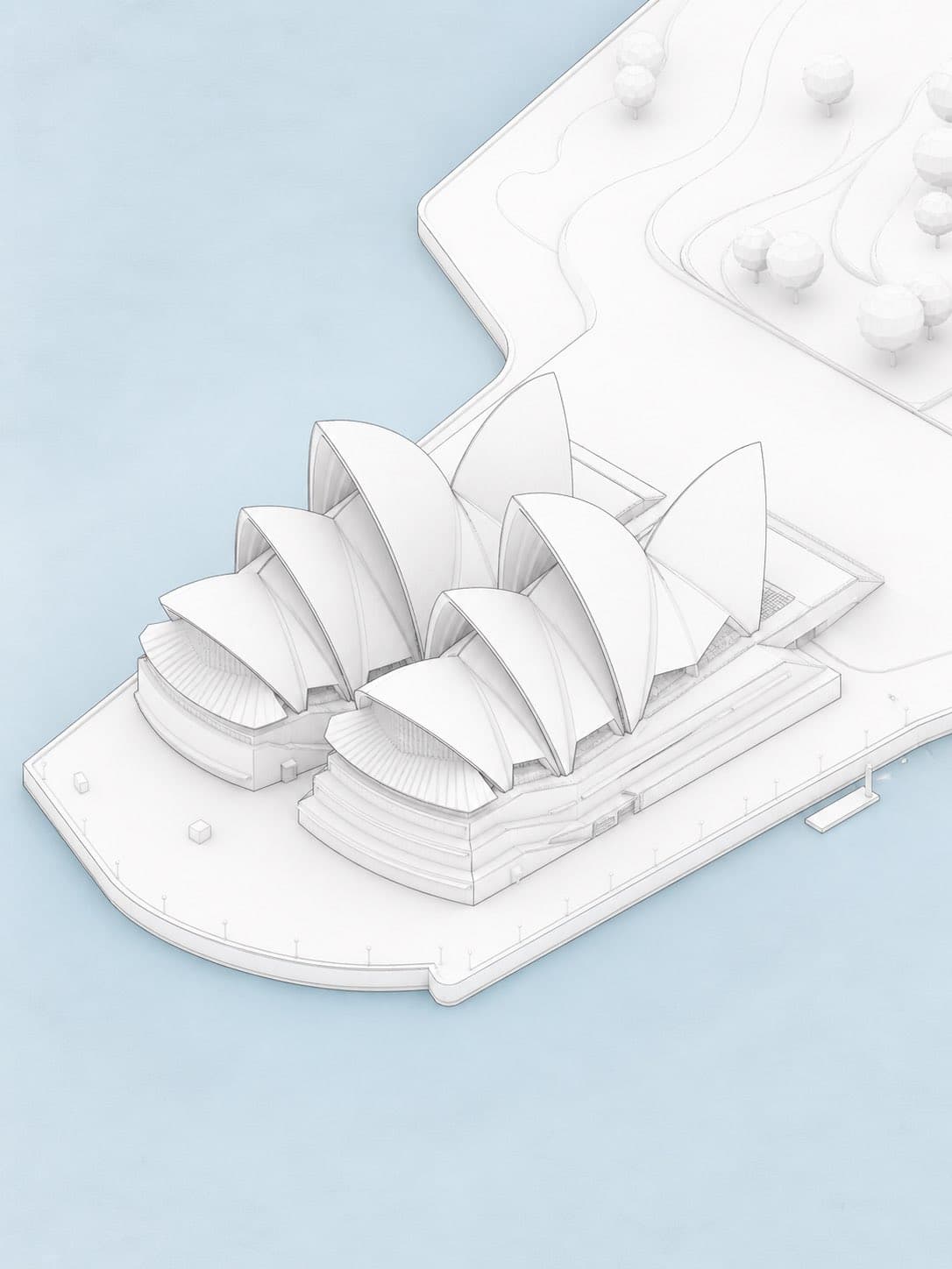 Isometric Axonometric White Model Concept Architecture