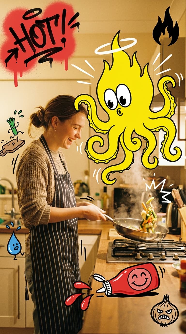 Photo + Graffiti Doodle Overlay Kitchen HOT