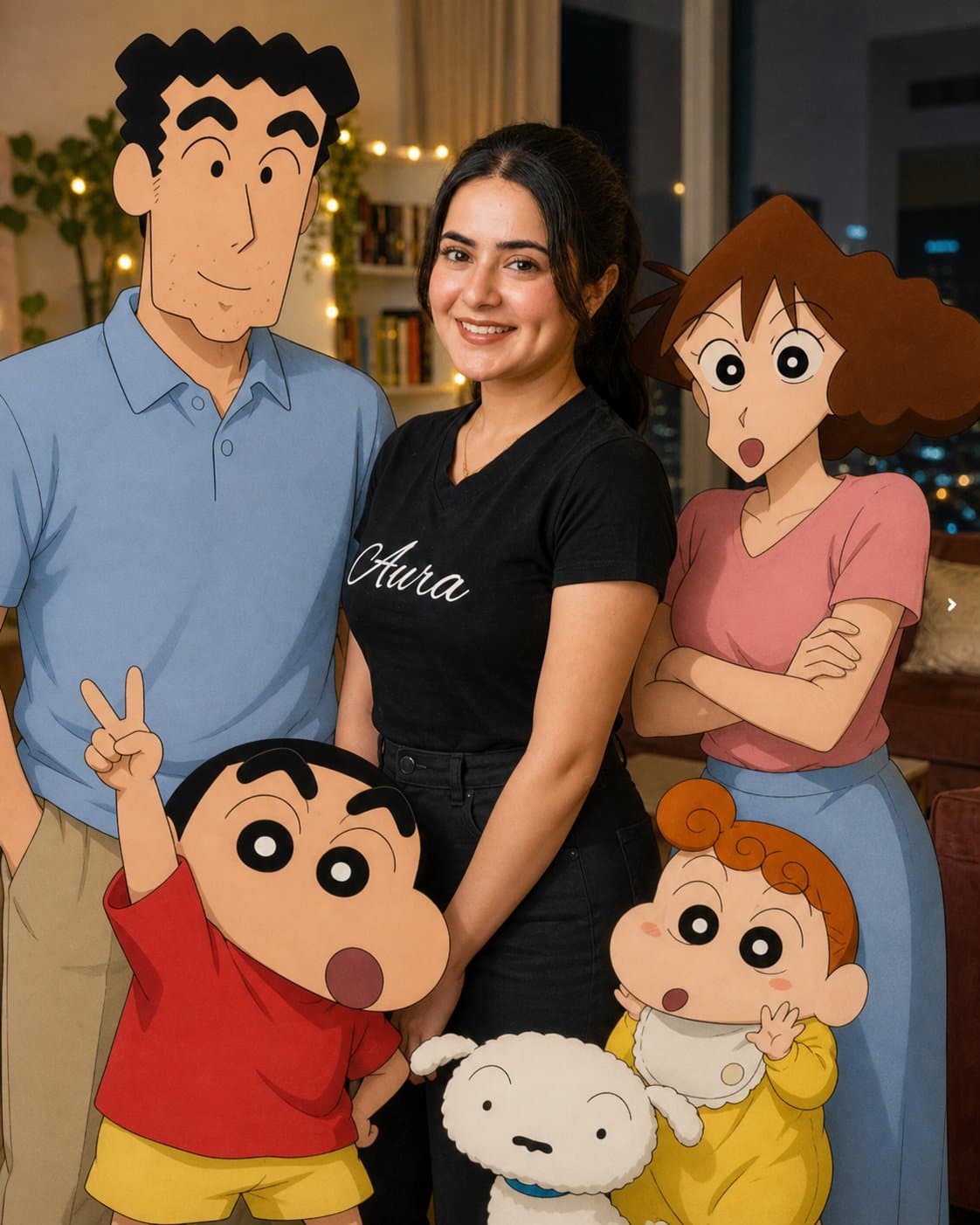 Shinchan family realistic photo blend