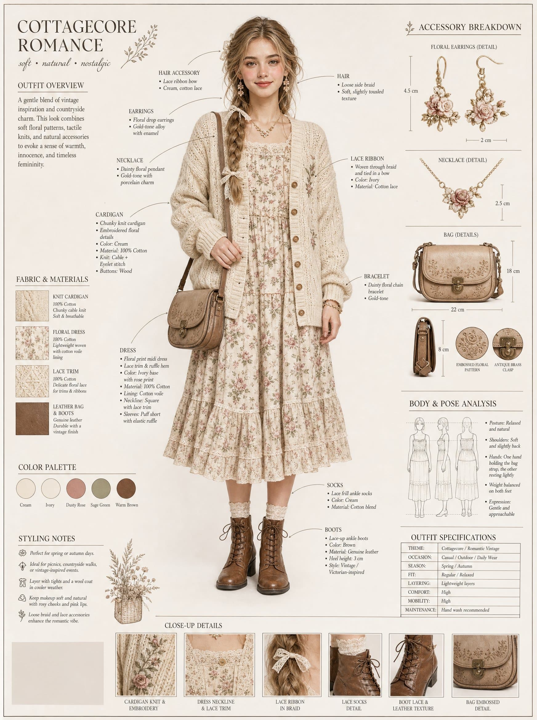 Cottagecore Fashion Blueprint Technical Sheet